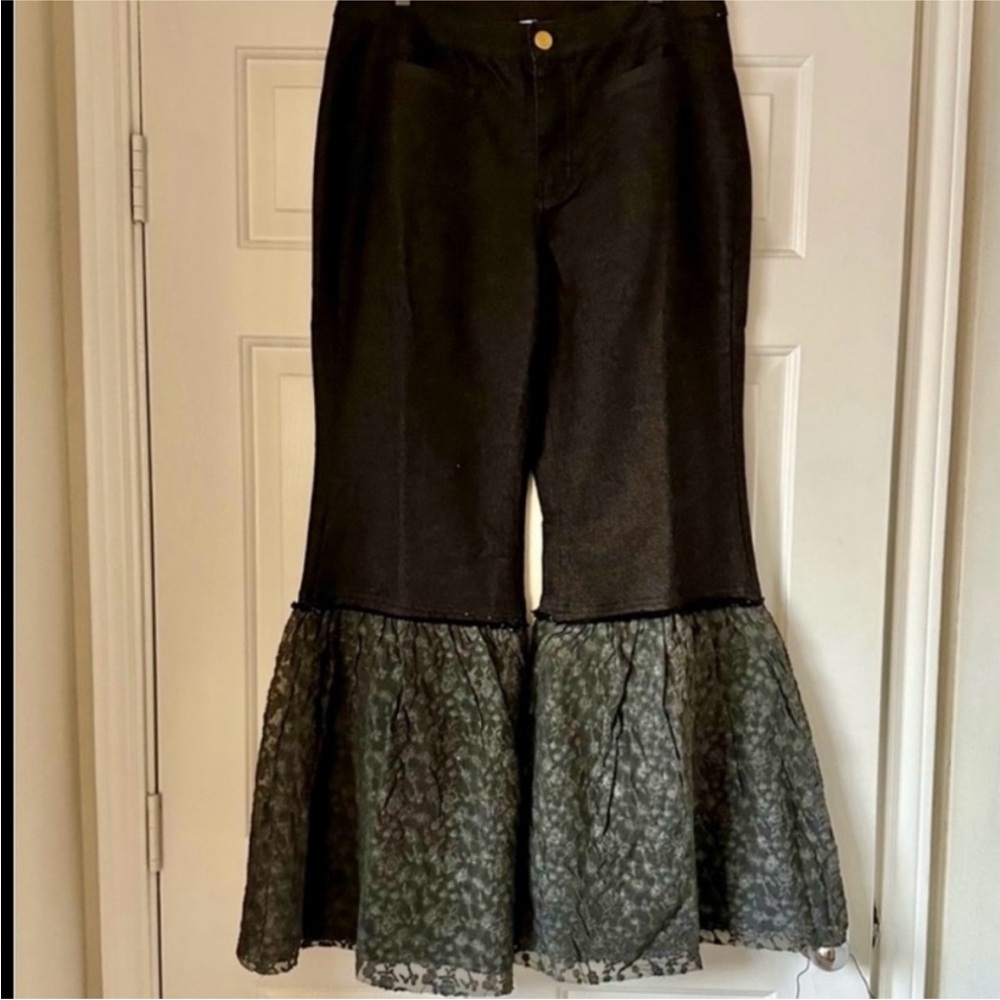 A Rare Bird Black Lace Flare Jeans boHo cowgirl XXL